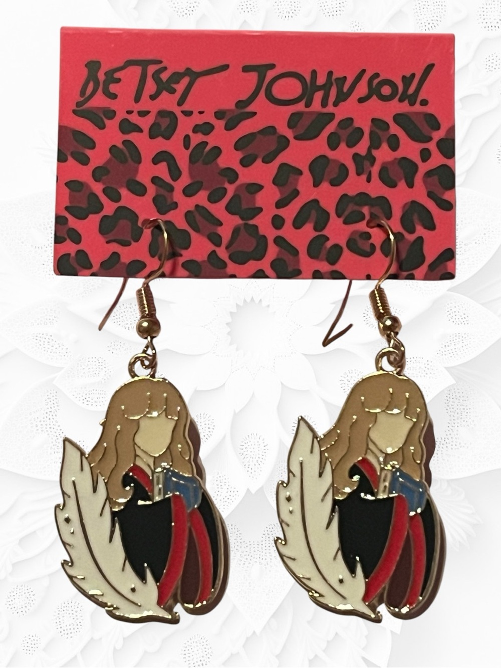 🌸 3/$30 🌸 Betsey Johnson Style - Girl with Feather Dangle Earrings